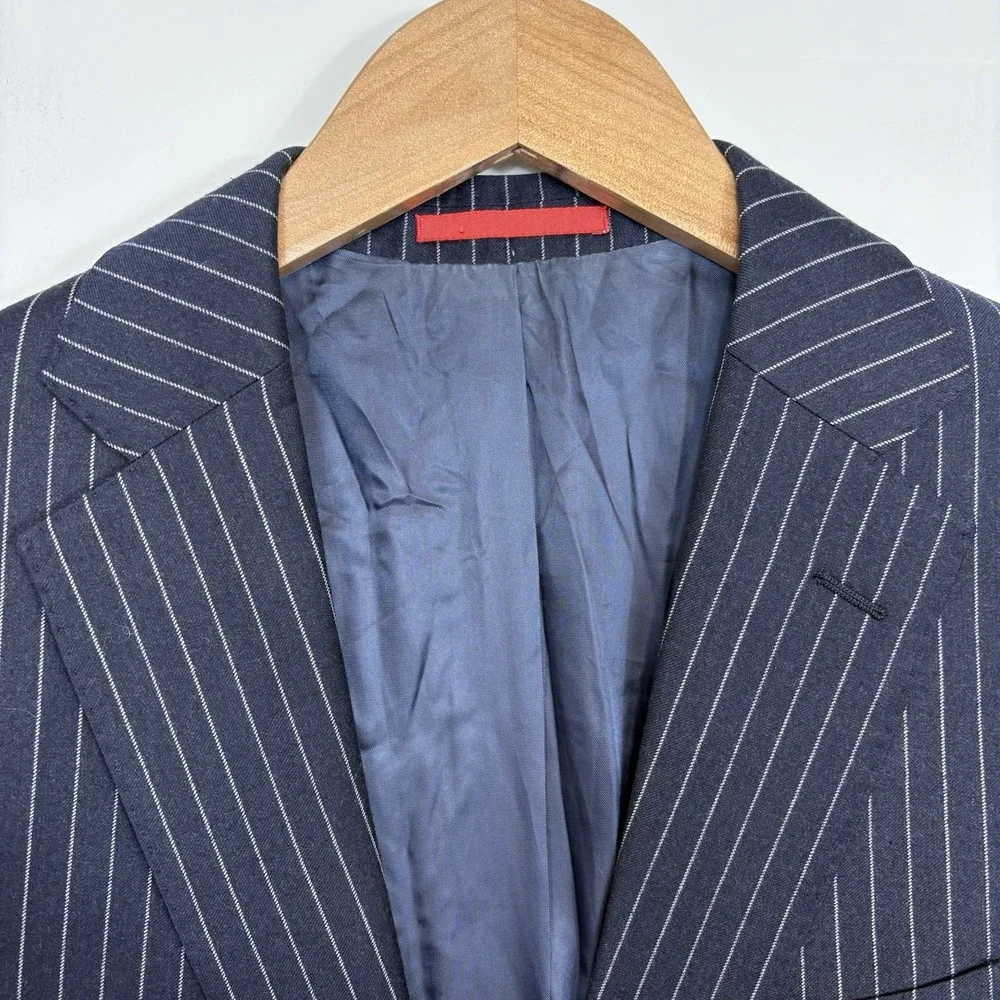 Suitsupply Men's Sienna Reda Super 130s Wool Sport Coat Sz 38R Navy Striped